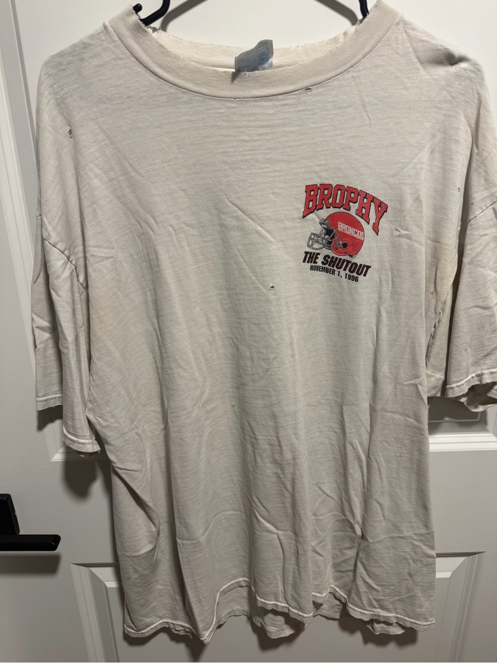 Hanes White Short-Sleeve 'Brophy The Shutout' Graphic Tee with Red Accent